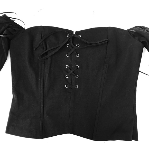 Zara Tops - NWT Zara Lace Up Corset Off Shoulder Crop